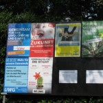 Plakatwand von der Gemeindeverwaltung aufgestellt in Wittenberge